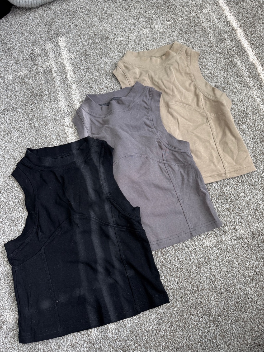 Women’s Sleeveless Ribbed Crop Tank - Black, Gray, Beige